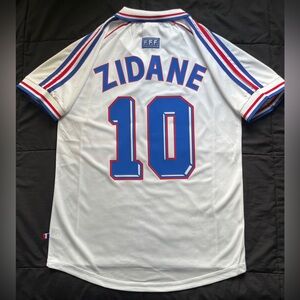 Zidane #10 France Retro 1998 Away World Cup Soccer Jersey White